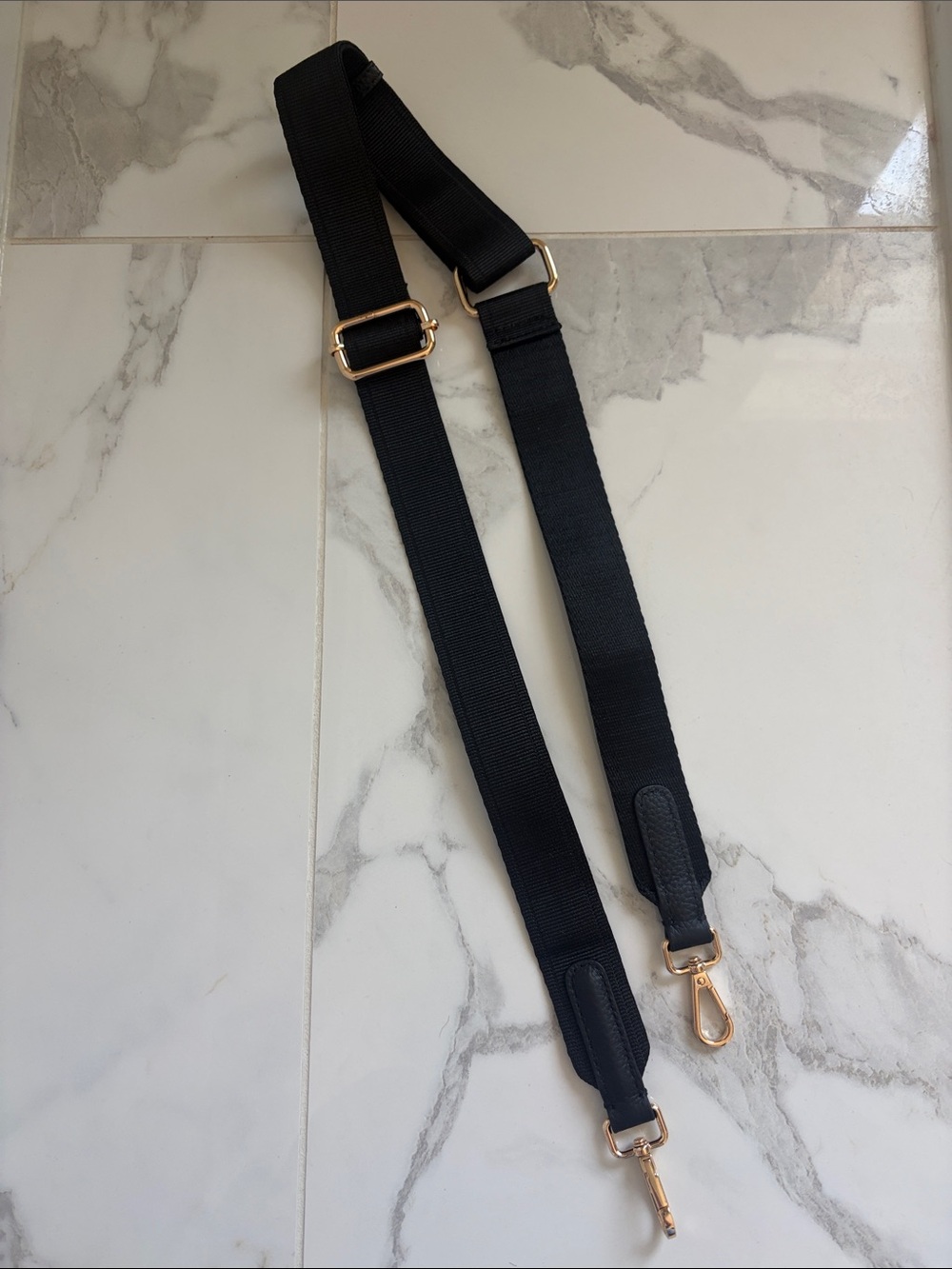Black Women's Adjustable Shoulder Strap with Gold Hardware